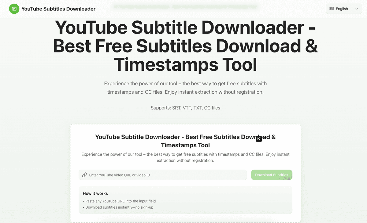 YouTube Subtitle Downloader - Free Tool for Subtitle Seeker